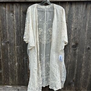 Boho Embroidered Cream Kimono by Evaless